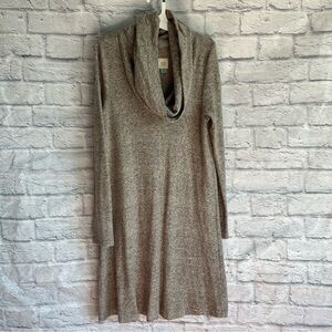 PREOWNED SATURDAY SUNDAY ANTHROPOLOGIE OATMEAL GREY COWL  LONG SLEEVE DRESS M